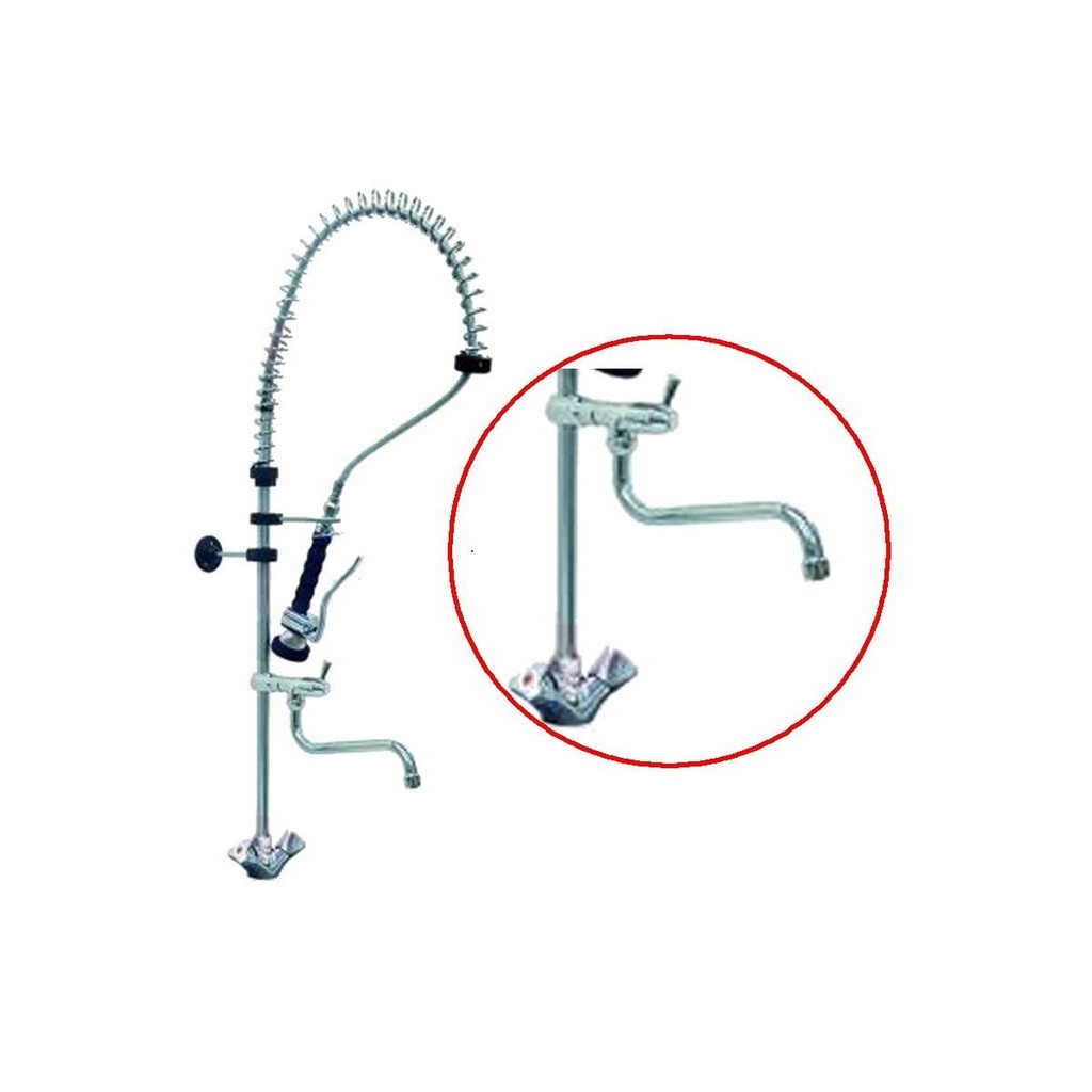 Grifo de ducha dos aguas y grifo corto