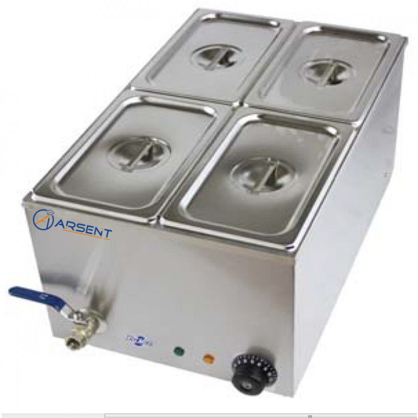 Baño María 1/1 GN con grifo- incluye cubetas 1/4 GN