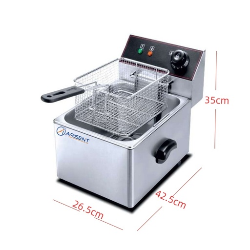 FREIDORA ELÉCTRICA 8 LITROS SIN GRIFO DE 265 X425 X350H MM PEKIN HEF-8L-EGO