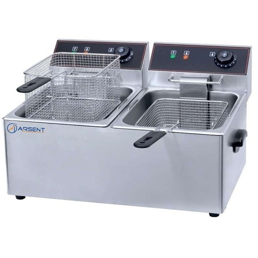 Freidora Eléctrica 6+6 litros SIN Grifo de 550 x420 x290h mm PEKIN EF-6L-2