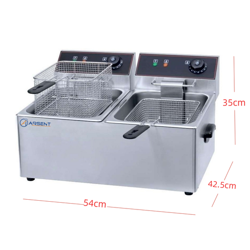 FREIDORA ELÉCTRICA 8 + 8 LITROS SIN GRIFO DE 540 X425 X350H MM PEKIN HEF-8L-2-EGO