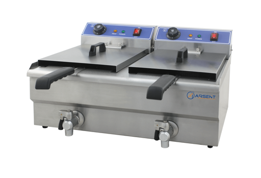 Freidora para bar DOBLE con GRIFO 10+10L – 19+19L